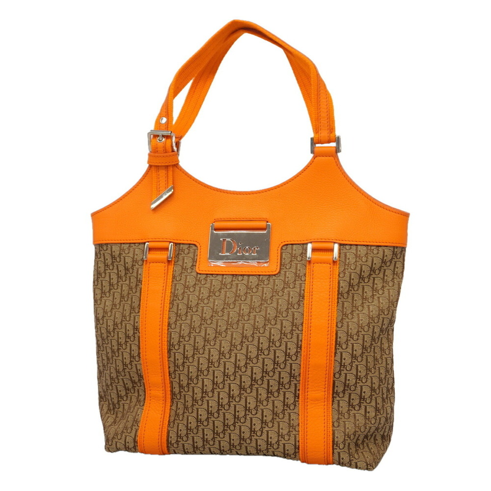 Christian Dior Trotter Street Chic Canvas Leather Handbag, Brown Orange, Wome...